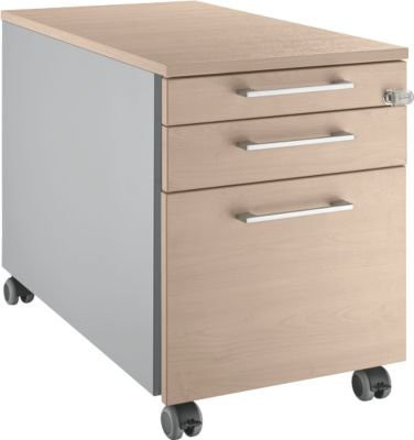 Schäfer Shop Genius Rollcontainer 126 mit Griff in Weißaluminium und Eiche-Dekor, B: 43,5 cm, H: 57,7 cm - Bild 1