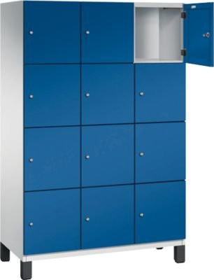 C+P Fächerschrank Cambio mit 12 Fächern und Schlössern auf Füßen, Korpus Lichtgrau und Front Enzianblau, H x B x T: 198,0 x 120,0 x 52,5 cm - Bild 2