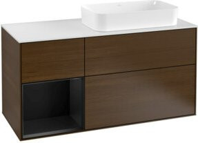 V&B Waschtischunterschrank Finion mit Wandbeleuchtung, Walnuss lackiert, Breite: 120 cm, Höhe: 50,1 cm, Tiefe: 50,1 cm - Bild 1