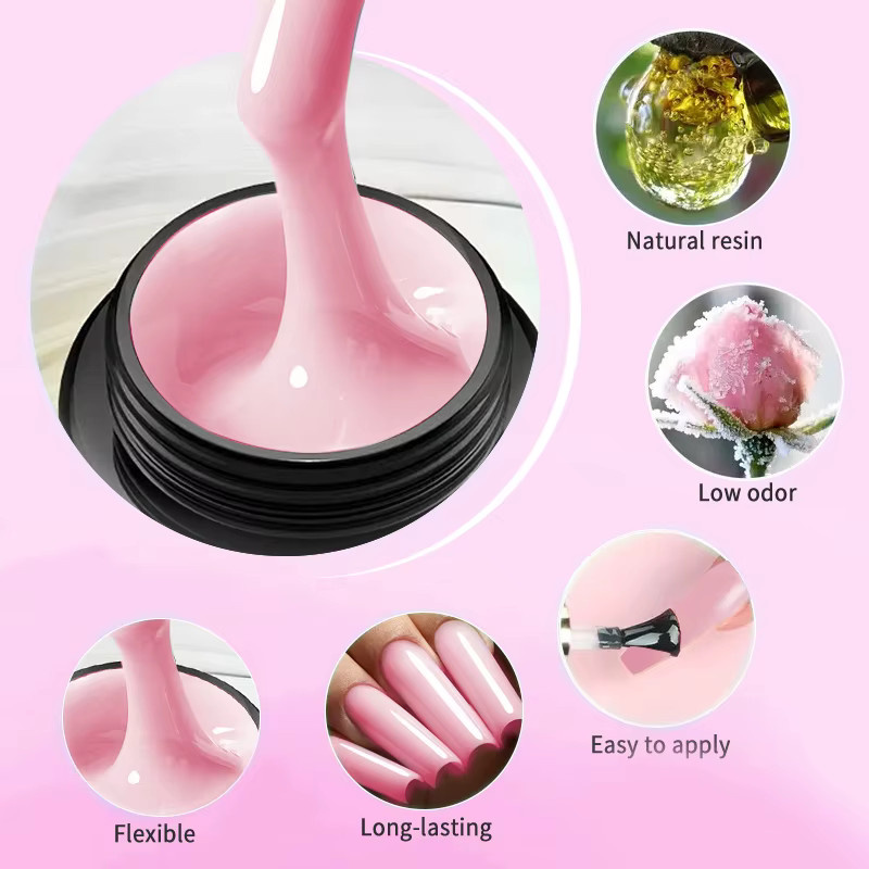 HLGEL Hartgel für Nagelverlängerung, milchig-weiß, glänzend, 20g - Bild 5