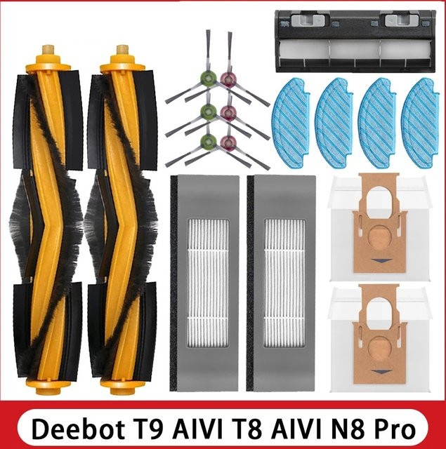 Ecovacs Deebot Zubehör-Set für T8 AIVI, T9 AIVI, N8 Pro AIVI, N9, N10 und N10 Plus in Multicolour mit Hauptbürste, Seitenbürste, Filter, Staubbeutel und Hepa-Filter - Bild 1