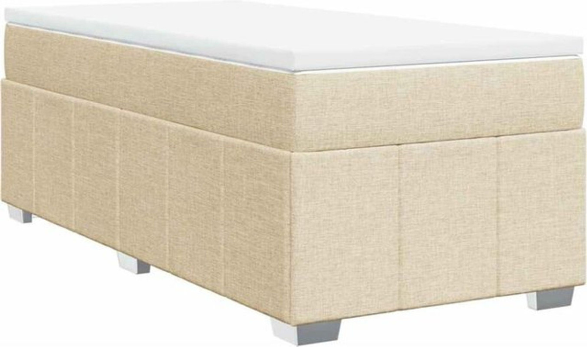 vidaxl Boxspringbett mit Matratze aus Stoff in Beige und Weiß, B/T/H: 200 x 100 x 46 cm - Bild 1