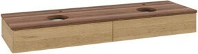 V&B Waschtischunterschrank Antao mit integrierter Beleuchtung, Wandmontage, Farbe Weiß und Eiche, B/T: 160 x 50 cm - Bild 1