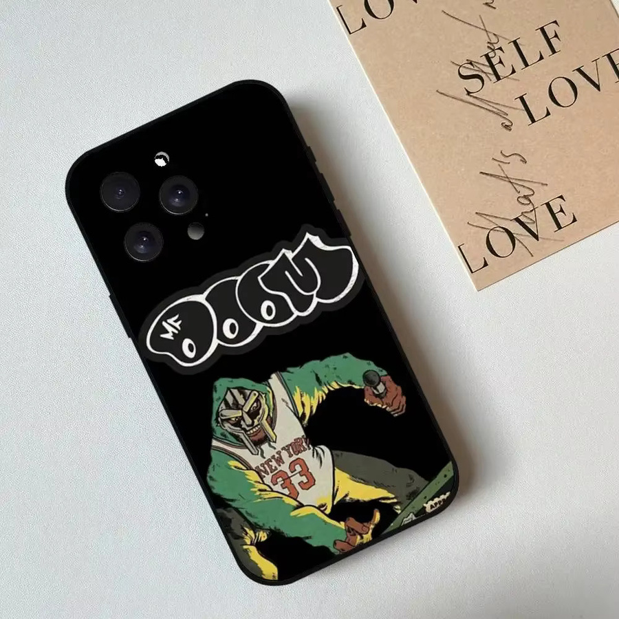 W-MFs-e-DOOMs-Rapper Handyhülle aus schwarzem Silikon für iPhone 11 bis iPhone 17 Modelle - Bild 3