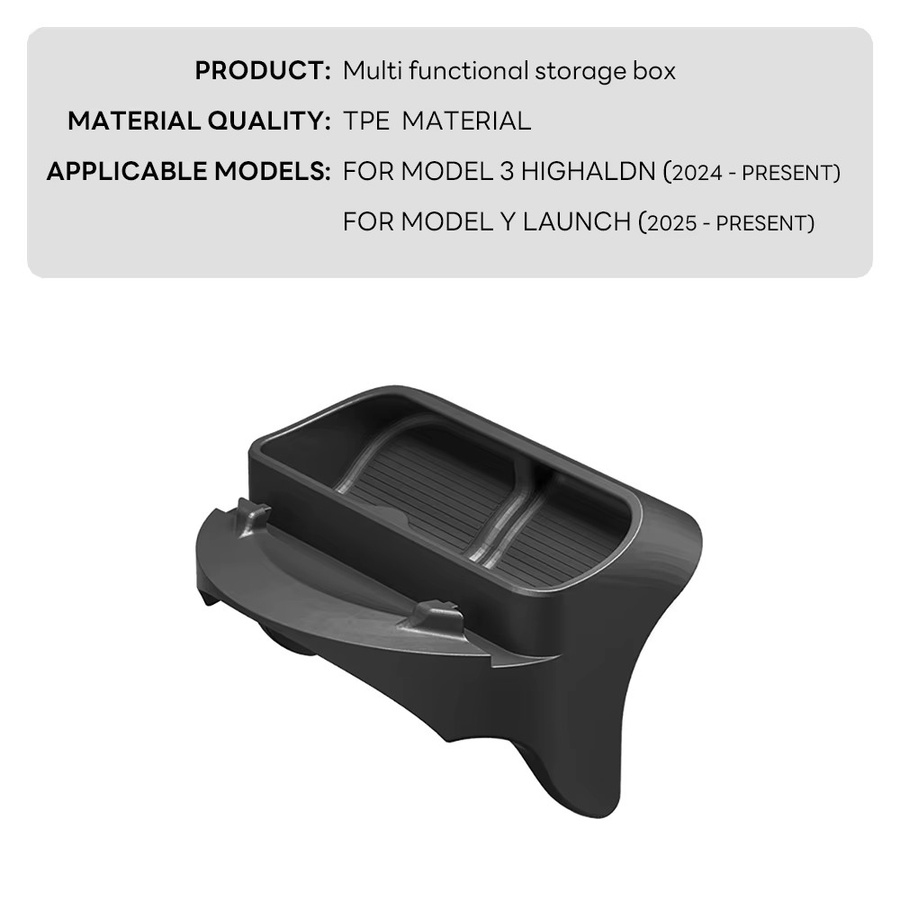 TESY Silikon-Handyhalter und Aufbewahrungsbox für Tesla Model Y Juniper 2025 und Model 3 Highland, inklusive Sonnenbrillenständer, Schwarz - Bild 5