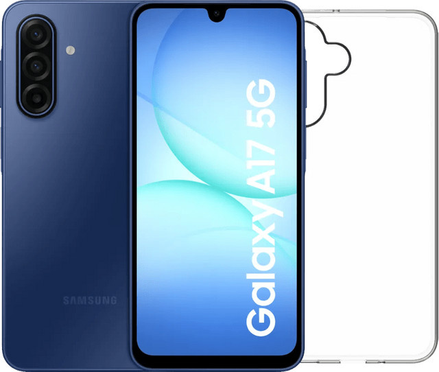 Samsung Galaxy A17 5G Smartphone mit 128GB Speicher in Blau inklusive transparentem BlueBuilt Backcover - Bild 1