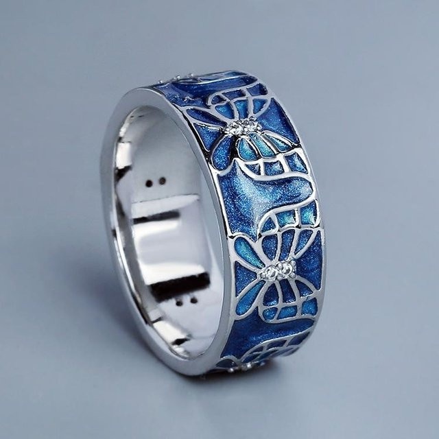 YIRAN Schmuck-Set, Ring und Ohrring, Emaille, Schmetterling, Zirkonia, Damen - Bild 1