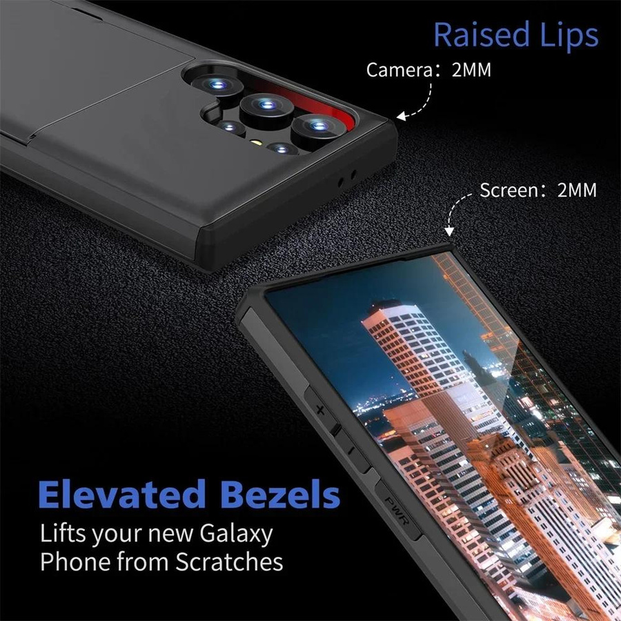 Schlanke Dual-Layer Heavy Protector Hülle mit verstecktem Kartenfach für Samsung Galaxy S26 S25 S24 S23 S22 S21 Ultra Plus FE A55 in Schwarz - Bild 3