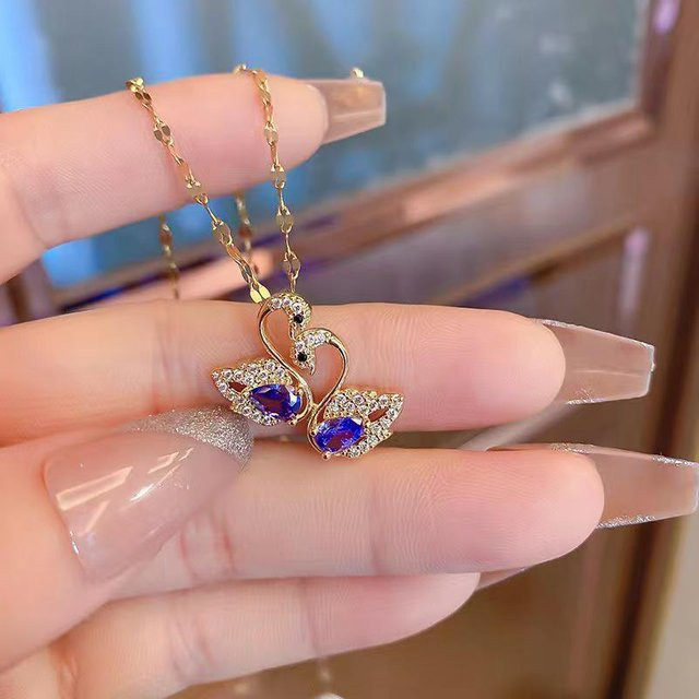 Global Finds Halskette Amethyst Schwan, Titanstahl, Damen - Bild 1