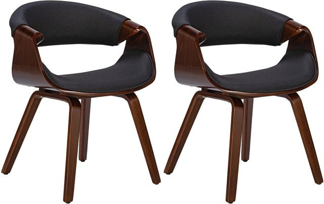 DELUKE 2er Set Esszimmerstühle VIZON in Stoff und Walnuss/Schwarz, B/T/H: 62 x 52 x 76 cm - Bild 1