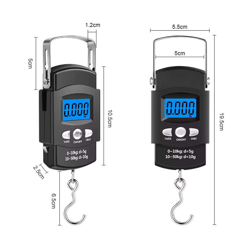 Tragbare digitale Hakenwaage von kebidumei mit LCD-Display und einziehbarem Maßband, Schwarz, Tragkraft bis 50 kg - Bild 6