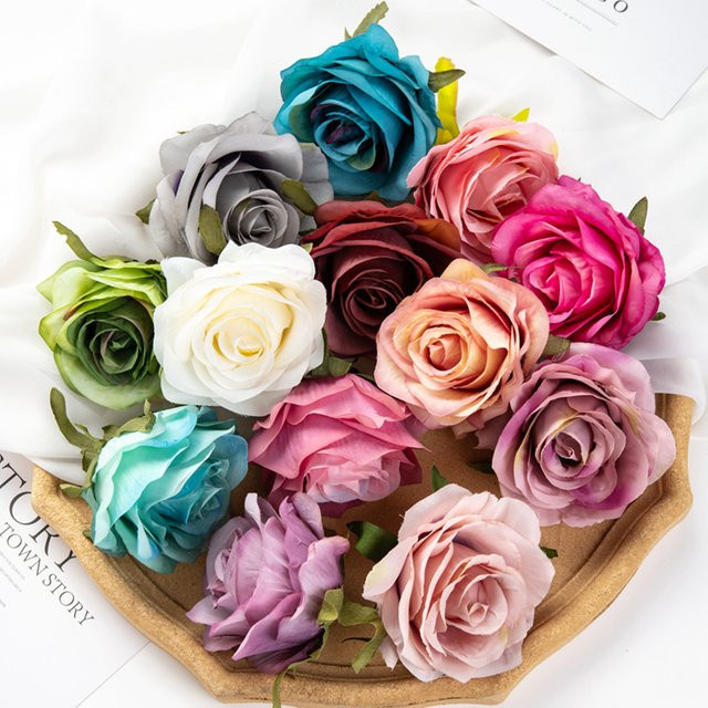 Yusheng Künstliche Rosen in Braun und Multicolour für Hochzeits-Kopfschmuck und Heimdekoration - Bild 1