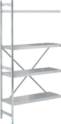 Köhler Anbauregal aus Edelstahl in Silber mit gelochtem Boden, H 200 cm x B 87,5 cm x T 40 cm - Bild 1