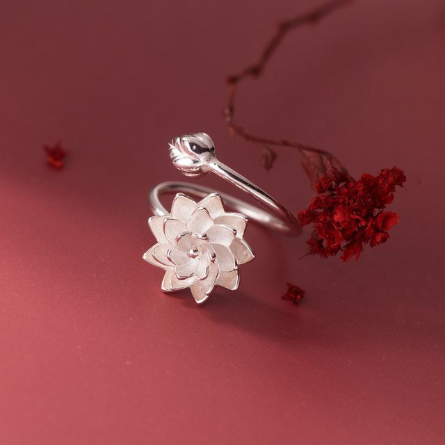 GaaBou Jewellery Ringe Lotusblüte, 925 Silber, Damen, verstellbar - Bild 1