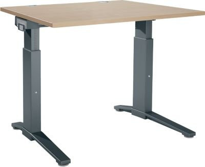 Schäfer Shop Genius Schreibtisch ERGOSTYLE S, manuell höhenverstellbar, Rechteck, C-Fuß, B/T/H: 120 x 80 x 67,5-89,5 cm, eiche/anthrazit - Bild 1