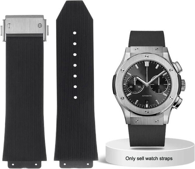 Uhrenarmband Hublot Big Bang Klassische Serie, Silikon, Schwarz Blau, 25-19mm, Herren - Bild 1