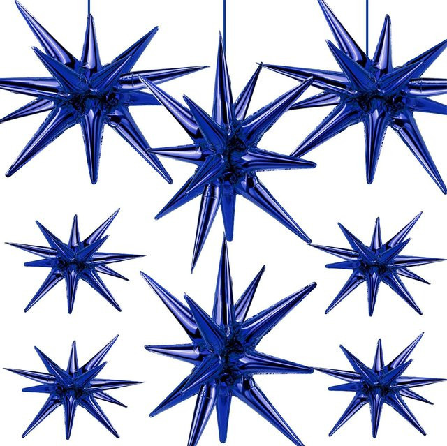 8 Stück blaue Sternballons aus Aluminiumfolie von MicroPlush für Babyparty und Abschlussfeier - Bild 1
