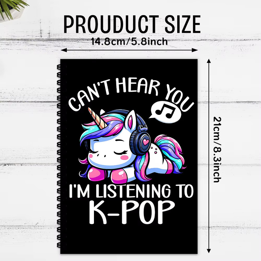 Regenbogen-Einhorn-Kopfhörer-Notizbuch im K-POP-Stil, liniertes A5 Notizbuch in Multicolour für Erwachsene - Bild 3