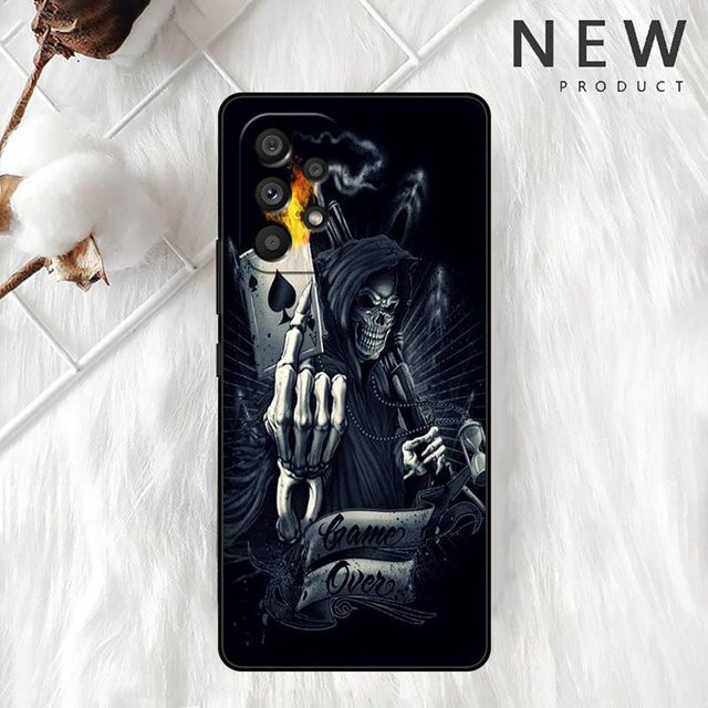 Handyhülle Sensenmann Totenkopf für Samsung Galaxy A54 A52 A14 5G A53 A12 A13 A71 A23 A34 A33 A21s A32 5G in Schwarz - Bild 1