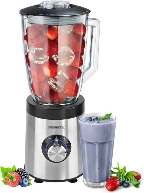 Steinborg SB-7020 Glas Standmixer in Silber mit 800 Watt, 5 Stufen und Pulsfunktion, 1,5 Liter, BPA-frei - Bild 1