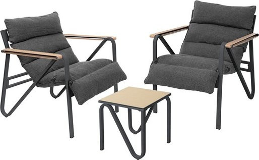 ML-Design Gartenmöbel Set 3-teilig in Anthrazit-Grau mit Tisch und 2 Stühlen aus Stahl und Keramikglas - Bild 1