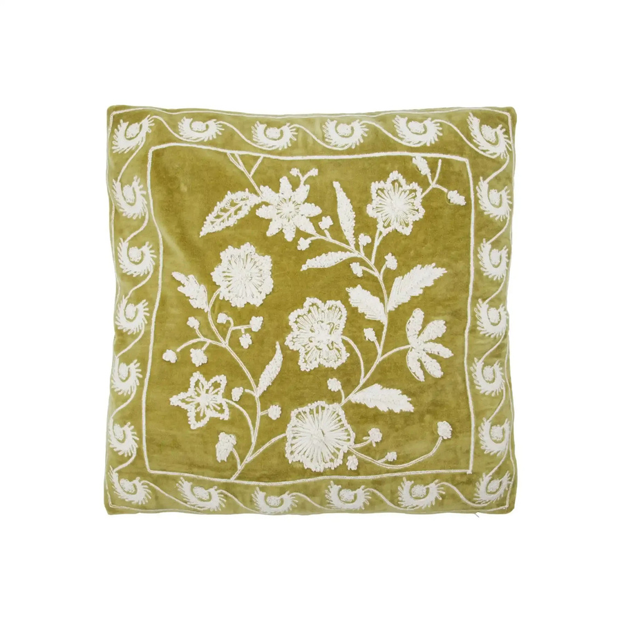 House Doctor Kissenbezug Rica floral in Gelb und Sand aus Baumwolle, B/T: 50 x 50 cm - Bild 1