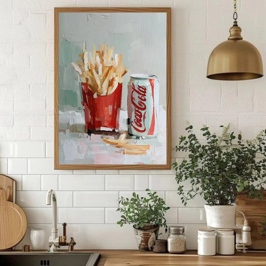 Nostalgische Fast-Food-Wandkunst von SHENCHEN – Retro Abstract Druck in Minz und Rot - Bild 4