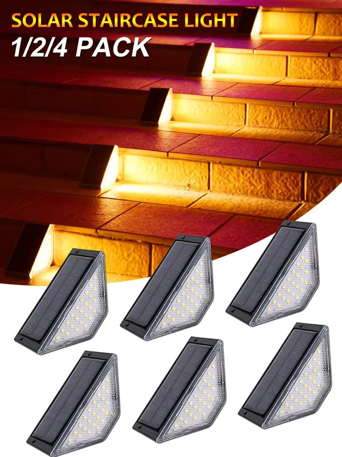 XIWANGFIRE LED Solar-Dreieck-Stufenleuchte in Schwarz mit warmweißem Licht für Garten, Balkon und Außenbereiche - Bild 7