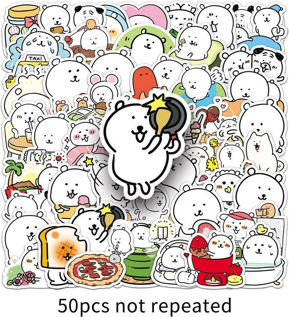 50 kreative Bären-Cartoon-Aufkleber in Multicolour für Handyhüllen, Koffer und Wasserbecher - Bild 1