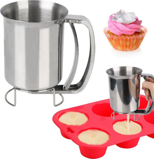 Teigspender von NICEYARD aus Edelstahl in Silber für Kuchen und Cupcakes - Bild 1