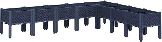 vidaXL Pflanzkasten mit Beinen in Blaugrau aus Polypropylen in Rattan-Optik B/T/H: 200 x 160 x 42 cm - Bild 1