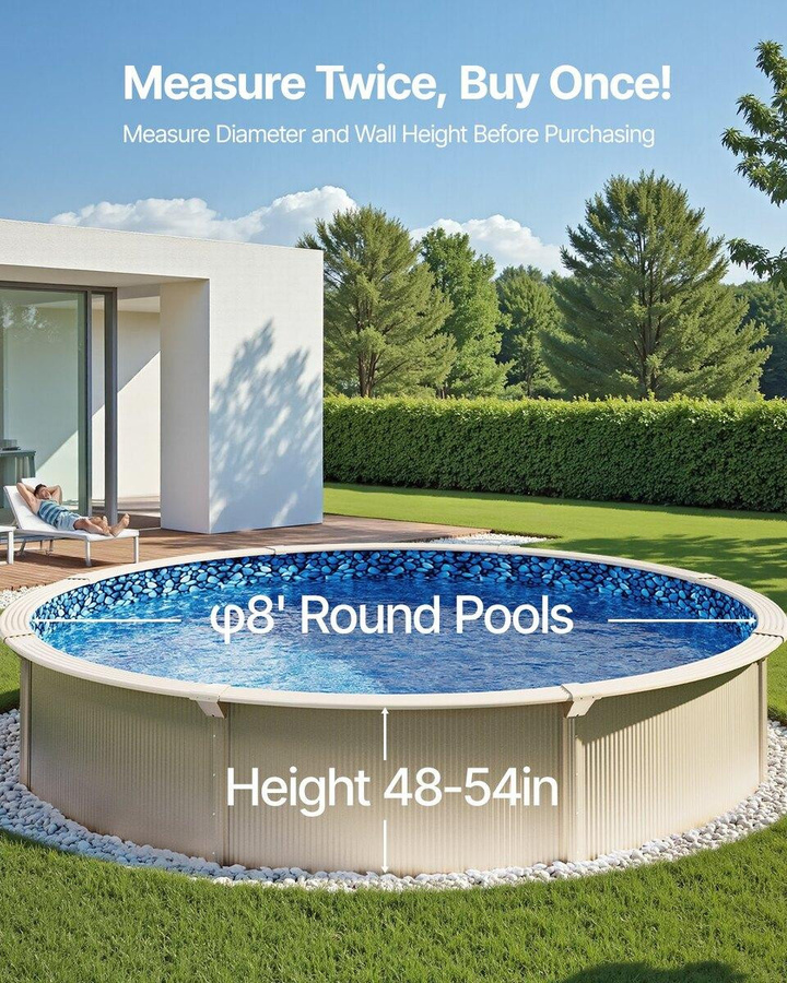 Buying Solutions MB Runde Poolfolie aus Vinyl im Überlappungsstil, Durchmesser: 244 cm, Wandhöhe: 137 cm - Bild 4
