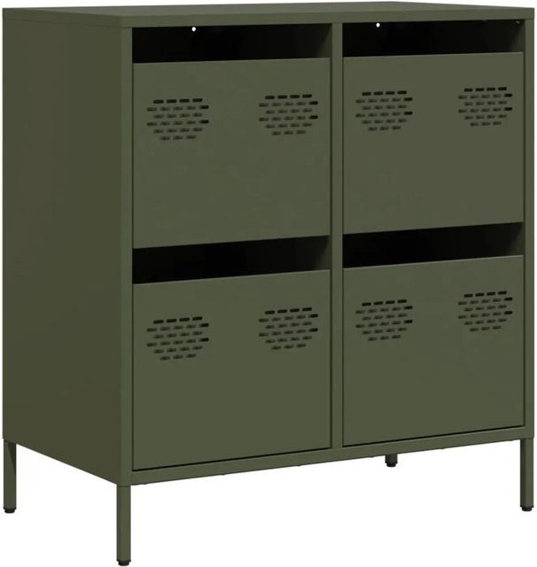 vidaXL Sideboard aus kaltgewalztem Stahl in Olivgrün, B/T/H: 68 x 39 x 73,5 cm - Bild 1