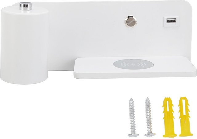 Tomshine LED-Wandleuchte in Weiß mit USB-Schnittstelle, kabellosem Laden und Touch-Funktion, moderne rechteckige Wandlampe für Wohnzimmer, Schlafzimmer und Home Office - Bild 1