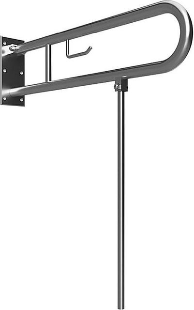 Brillantbad BELP Stützklappgriff in U-Form mit Toilettenpapierhalter und Standfuß aus Edelstahl gebürstet in Silber, B/T/H: 100 x 80 x 82,9 cm - Bild 1