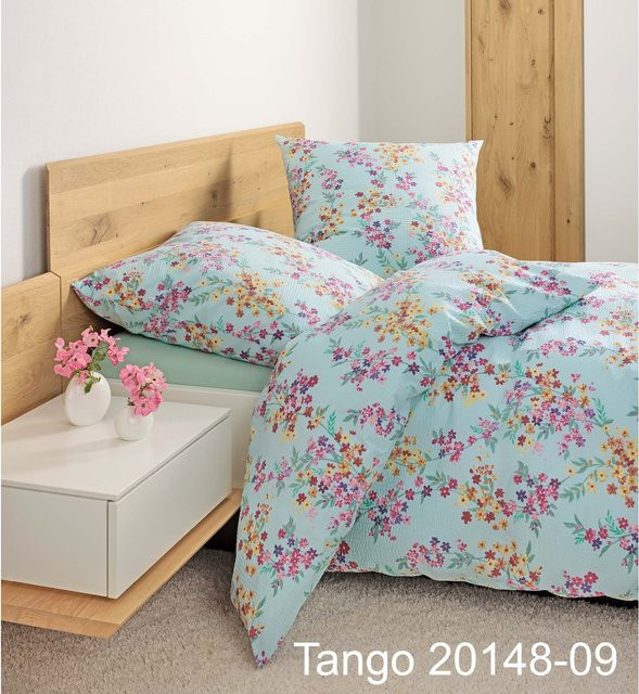Janine Bettwäsche Tango aus Baumwolle mit floralem Design in Blau - Bild 1