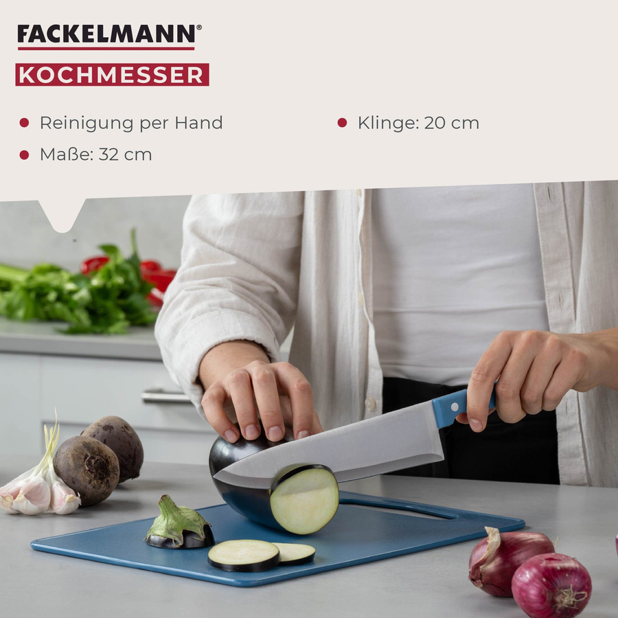 Fackelmann Kochmesser aus Edelstahl in Blau mit 20 cm Klinge - Bild 3