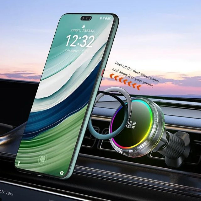 VIKEFON Magnetische Auto-Handyhalterung mit Qi2.2 25W Kabellosem Ladegerät, Luftkühlung und RGB-Licht, kompatibel mit MagSafe iPhone 17 16 15 14 13 12, Multicolour - Bild 1