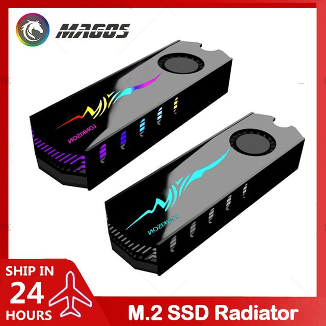 Flying Elephant M.2 SSD Kühler RGB Aluminium für NVMe NGFF 2280, Schwarz/Multicolor, mit Wärmeleitpad, kompatibel mit 12V RGB und 5V ARGB AURA SYNC - Bild 1