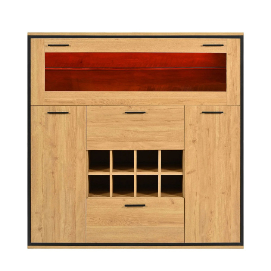 okwish Sideboard mit Weinschrank und Glasregal in Natur, modern mit integrierter Beleuchtung, B/T/H: 110 x 38 x 111 cm - Bild 2