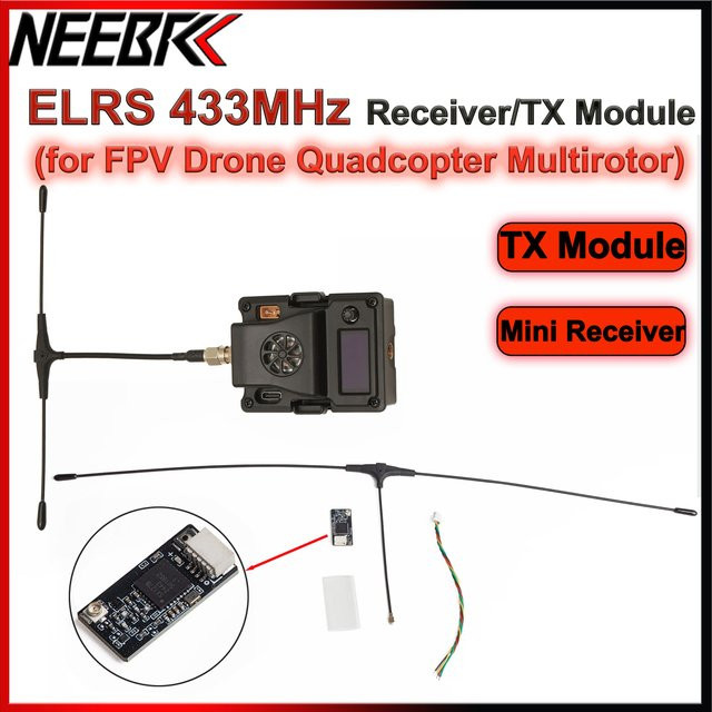 NeebRC ELRS 433 MHz TX Modul und Mini Empfänger für FPV Quadcopter Long Range in Schwarz - Bild 1