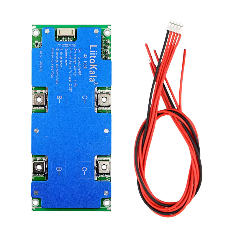 Liitokala 4S 12V 100A BMS Schutzplatine für LiFePO4 Lithium-Eisenphosphat-Batterien mit Balancing in Blau - Bild 2