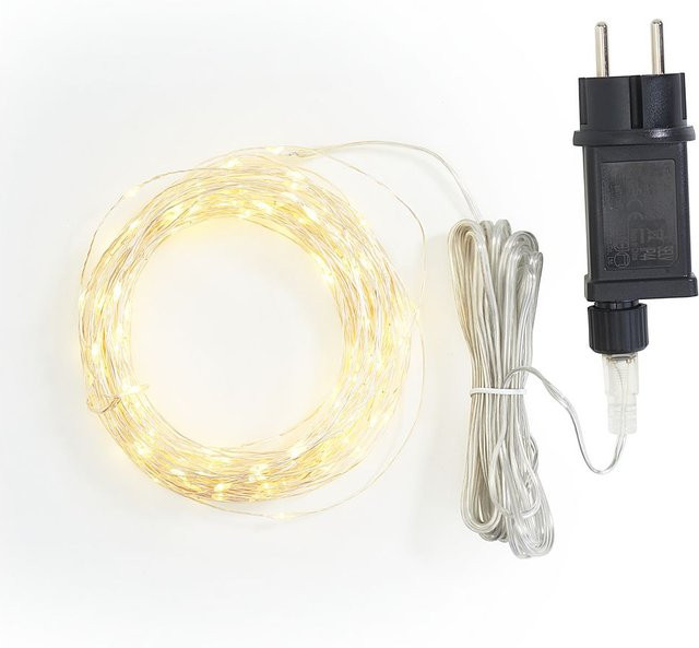 VBS Micro-LED-Lichterkette mit 200 LEDs in Silber mit Trafo für Innen- und Außenbereich - Bild 1