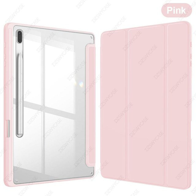 Samsung Schutzhülle für Galaxy Tab S8 Plus, S7 FE und S7 Plus 12,4 Zoll mit Stifthalter, Transparent und Rosa, Stoßfest mit Auto Sleep/Wake Funktion - Bild 1