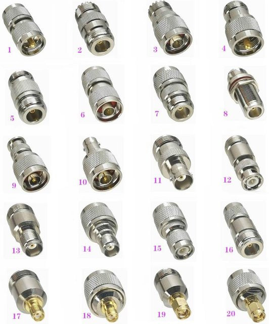 RF Koaxial Adapter Set N auf UHF SO239 PL259 BNC TNC SMA Stecker und Buchse in Silber - Bild 1