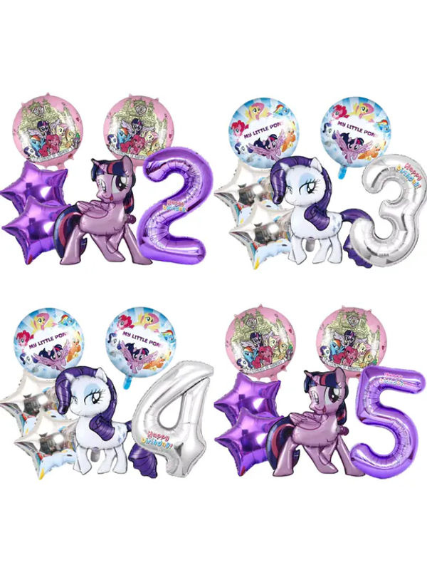 6 Stück My Little Pony Folienballons für Kindergeburtstage und Kindertag, mehrfarbig, Hintergrund-Dekoration aus Kunststoff - Bild 4