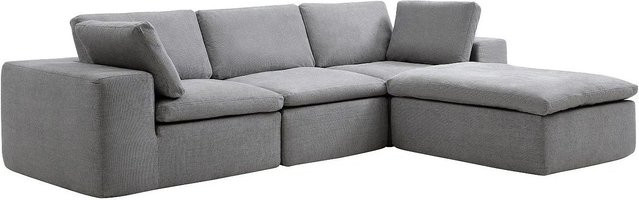 Modulierbares Cortoline Ecksofa von Vente-unique in Grau mit Stoffbezug, Breite: 304 cm - Bild 1