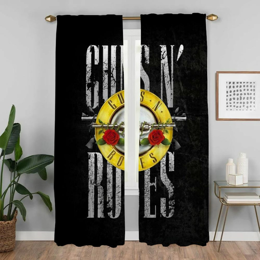 Guns N' Roses Vorhänge im modernen Stil, 2er-Set, Schwarz, Breite: 50 cm, Höhe: 70 cm - Bild 1