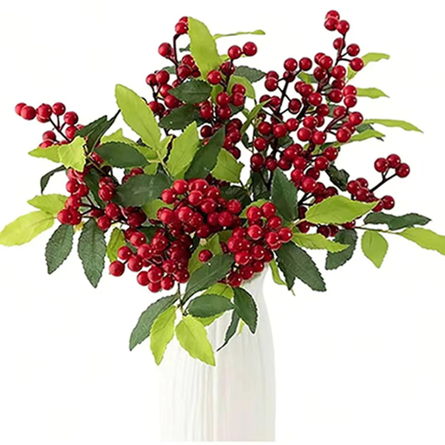 Künstliche Stechpalme mit roten Früchten von XIAOYINMO für Weihnachts- und Neujahrsdekoration sowie Garten und Hochzeiten - Bild 1