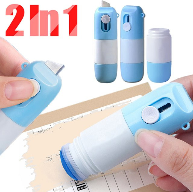 2-in-1 Sichtschutz-Stift mit Korrekturflüssigkeit und Paketöffner zum Schwärzen von Identitätsinformationen auf Thermopapier in Pink oder Blau - Bild 1